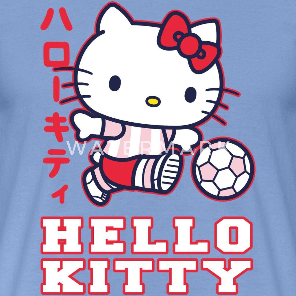 Spreadshirt Hello Kitty Spielt Fussball Sport Männer T-Shirt, XL, Carolina Blue