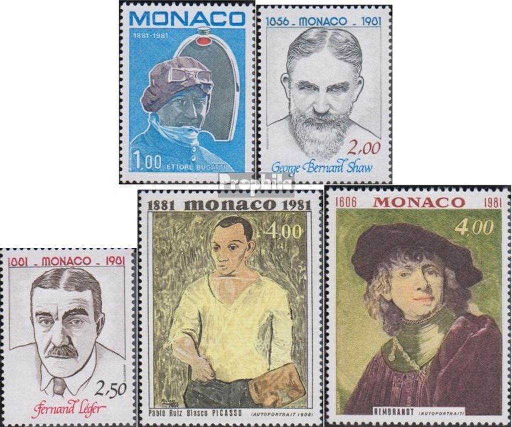 Briefmarken Monaco 1981 Mi 1491-1495 (kompl.Ausg.) gestempelt Persönlichkeiten