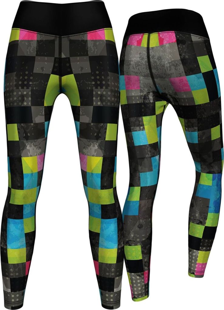 Neo Pixels Leggings sehr dehnbar Fitness Sport Yoga Gymnastik Training Tanzen Freizeit, Größe:XS