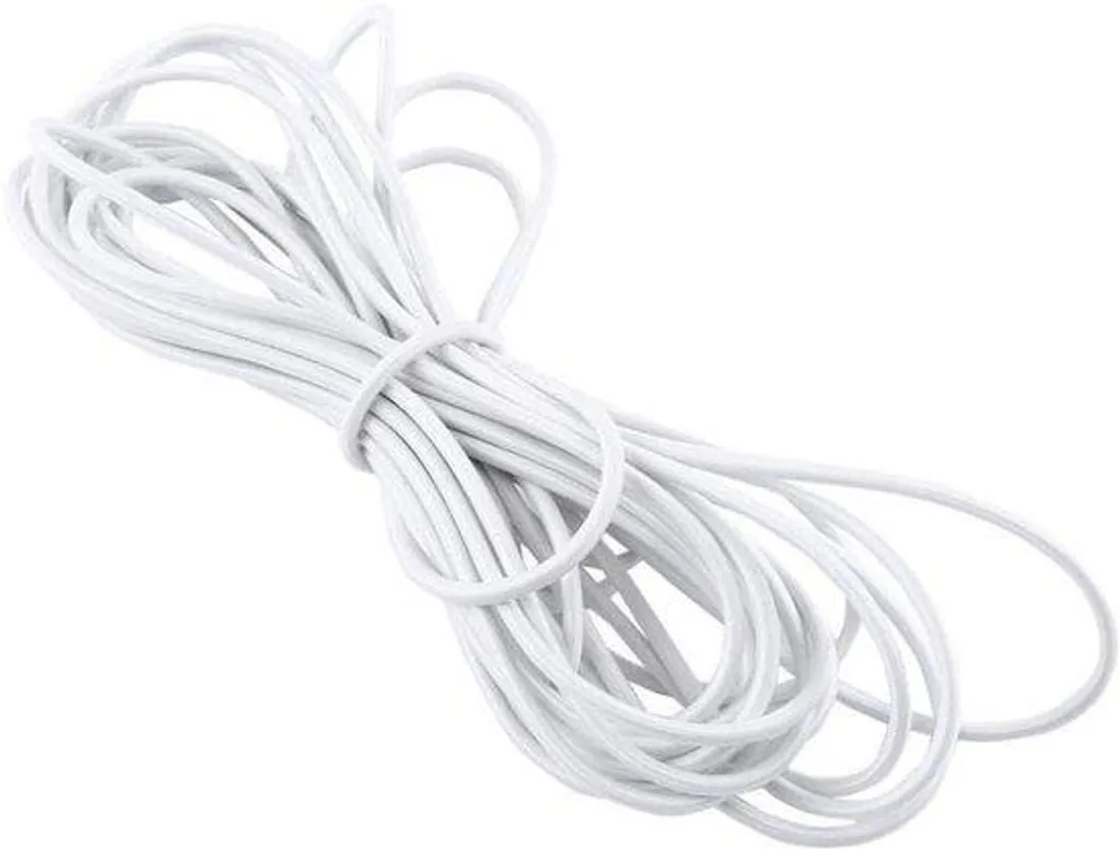 Corde élastique 5mm blanche 10m pour réparer vos tentes et sandows
