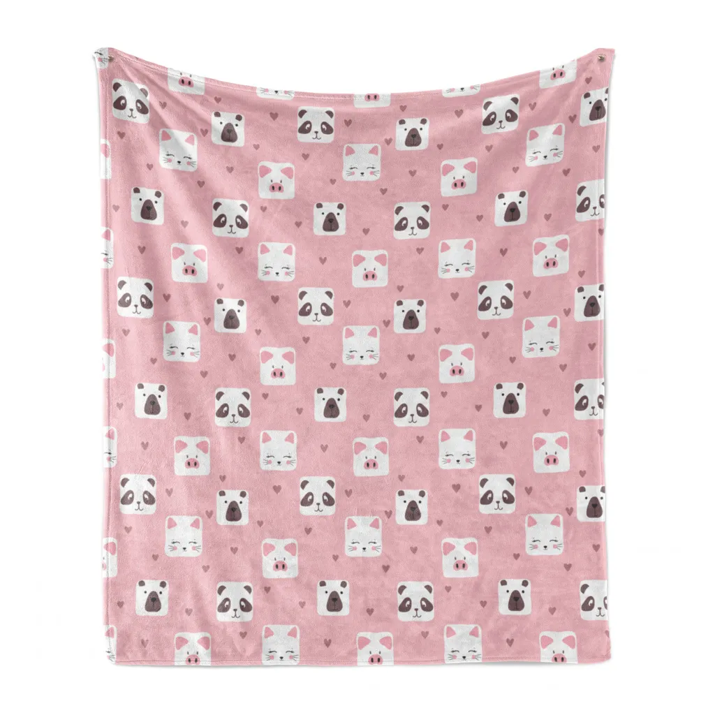 Coperta Esterni ABAKUHAUS 125x175 cm - Pile Flanella Rosa e Marrone