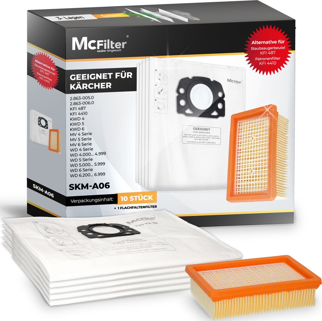 McFilter | 10 Staubsaugerbeutel + 1 Lamellenfilter geeignet Produktbild 