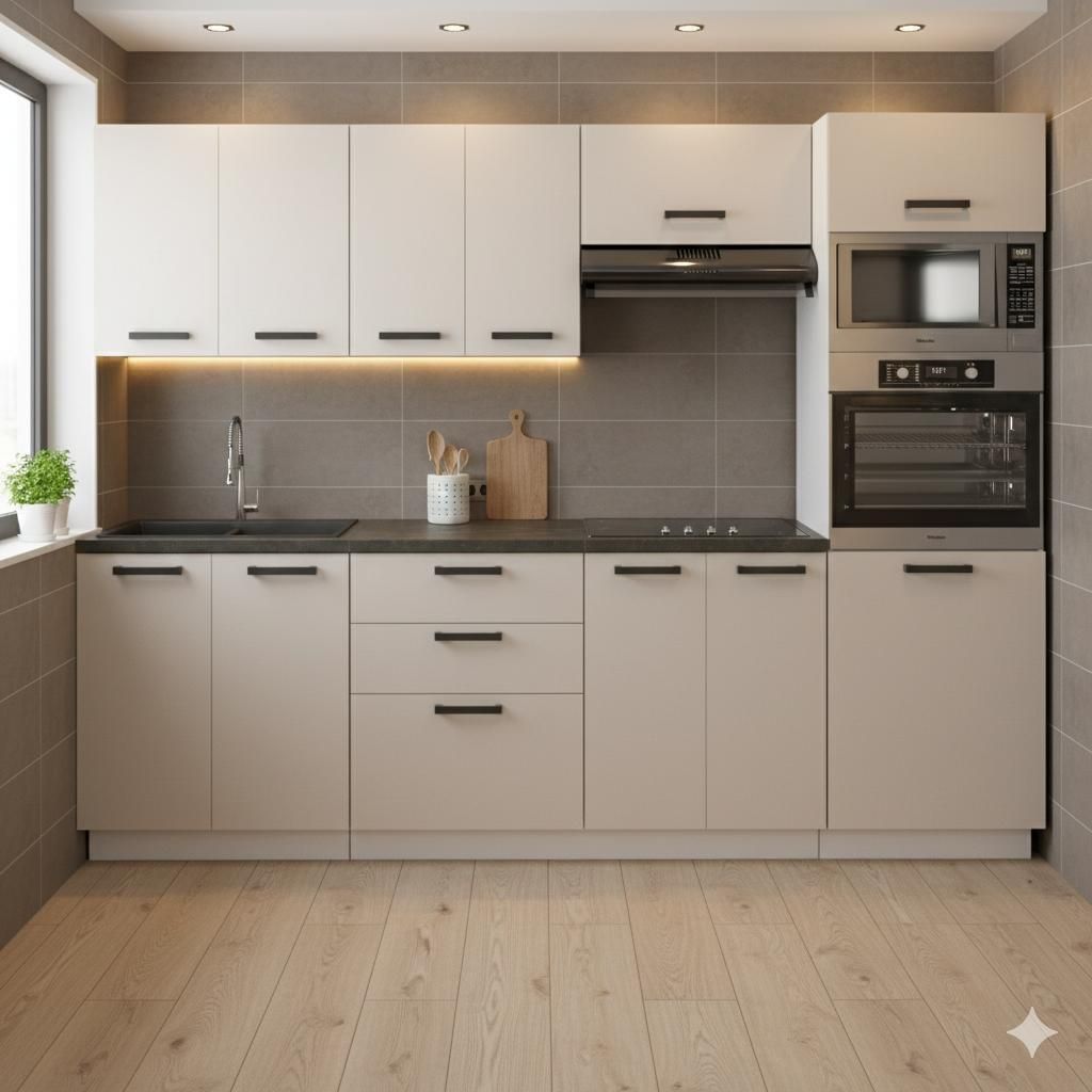 ULWEHOME | Küchenzeile 260 cm Beige, Küchenmöbel-Set Produktbild 