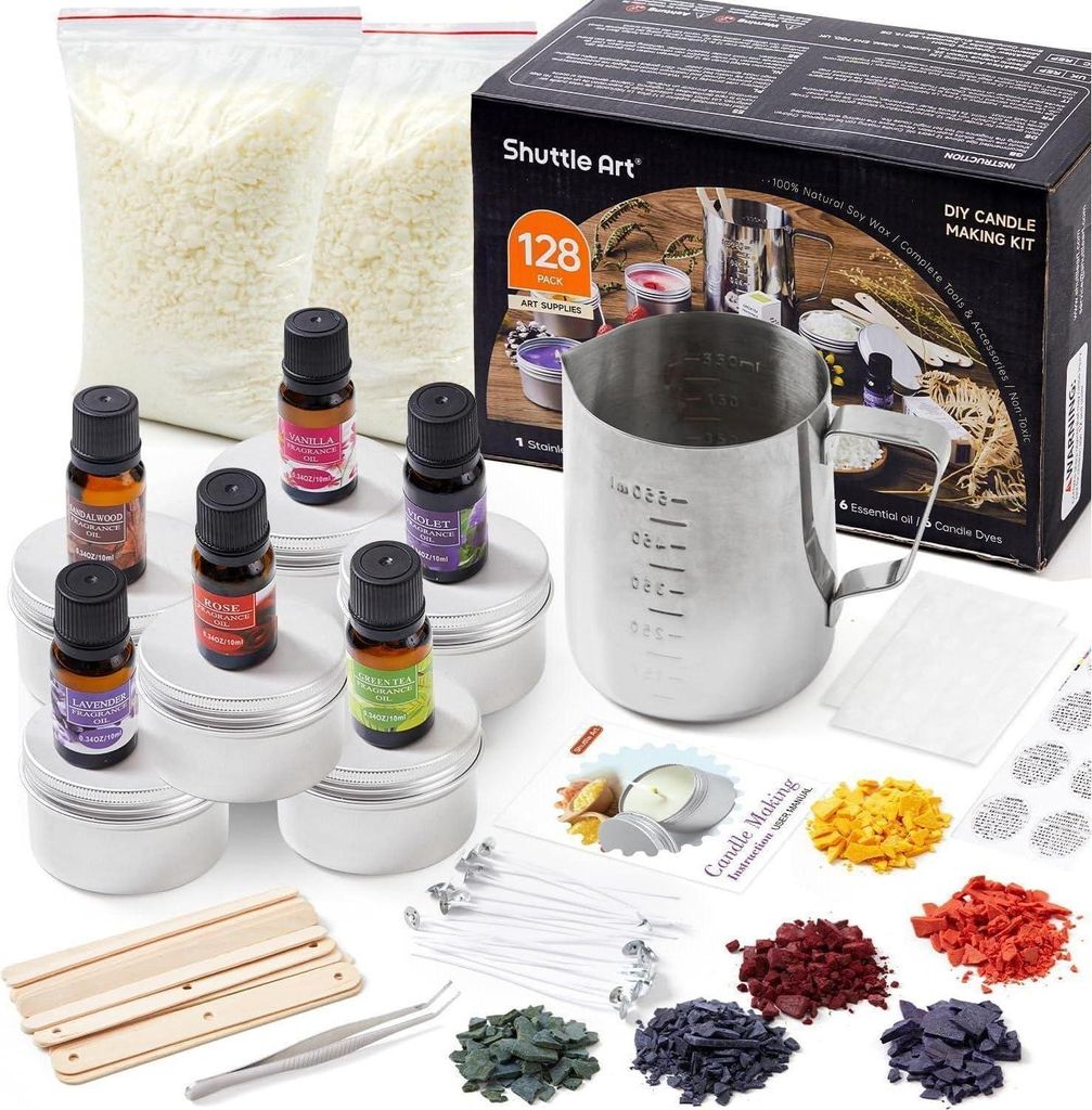 XXL DIY Kerzenherstellung Set mit 1,36kg Duftöl Dochten Produktbild 