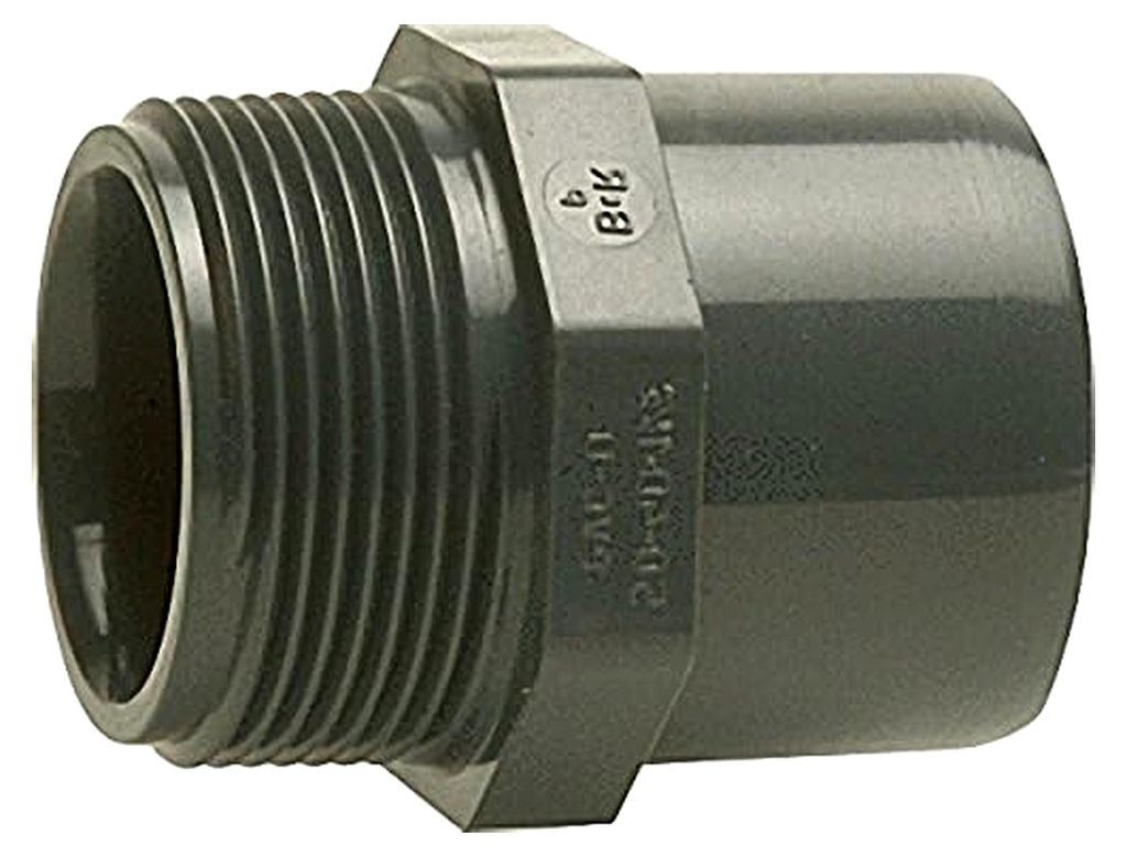 PVC-U Klebefitting Übergangs-Muffennippel 63-50mm x 1 1/2'' AG