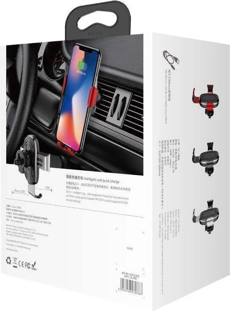 Support Téléphone Voiture Chargeur Induction Qi Baseus pour Aération - 20
