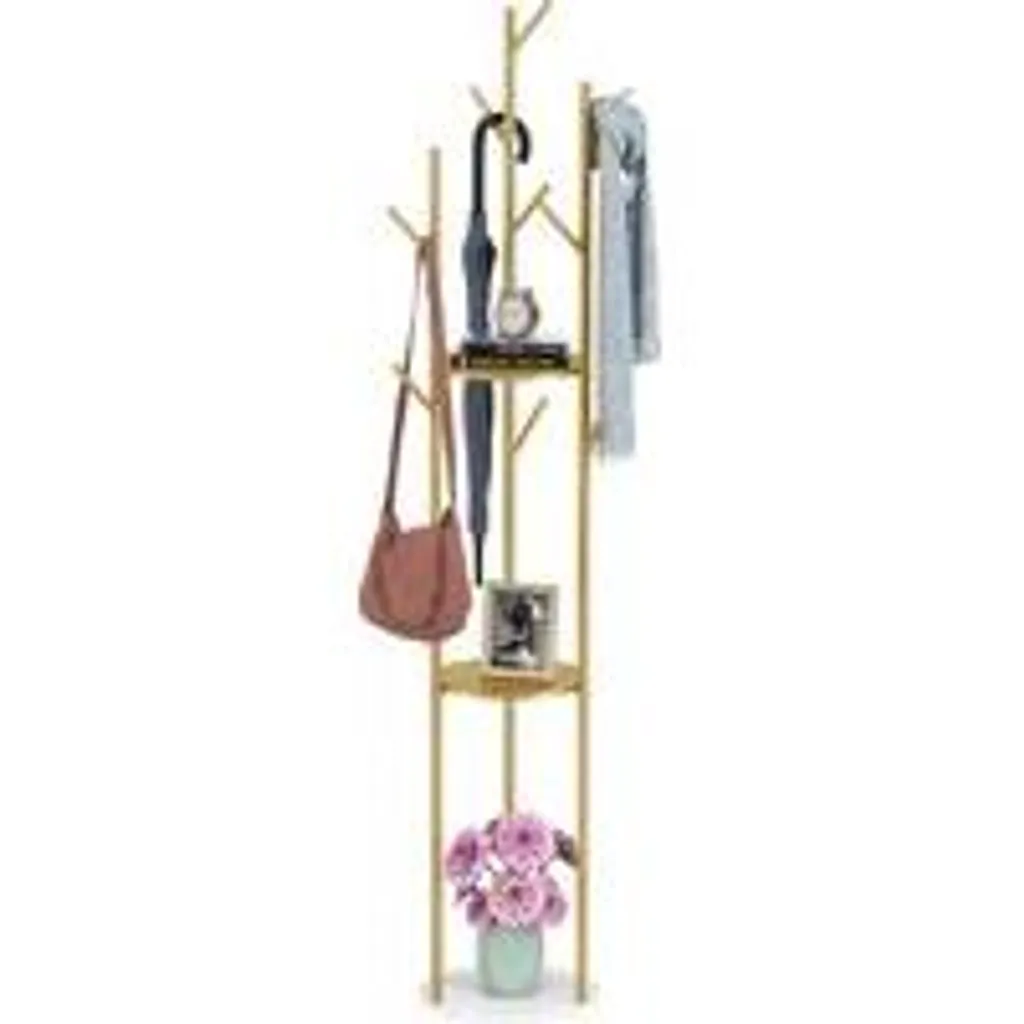 Porte-manteau sur pied en marbre doré élégant - Modèle Luxe H175cm