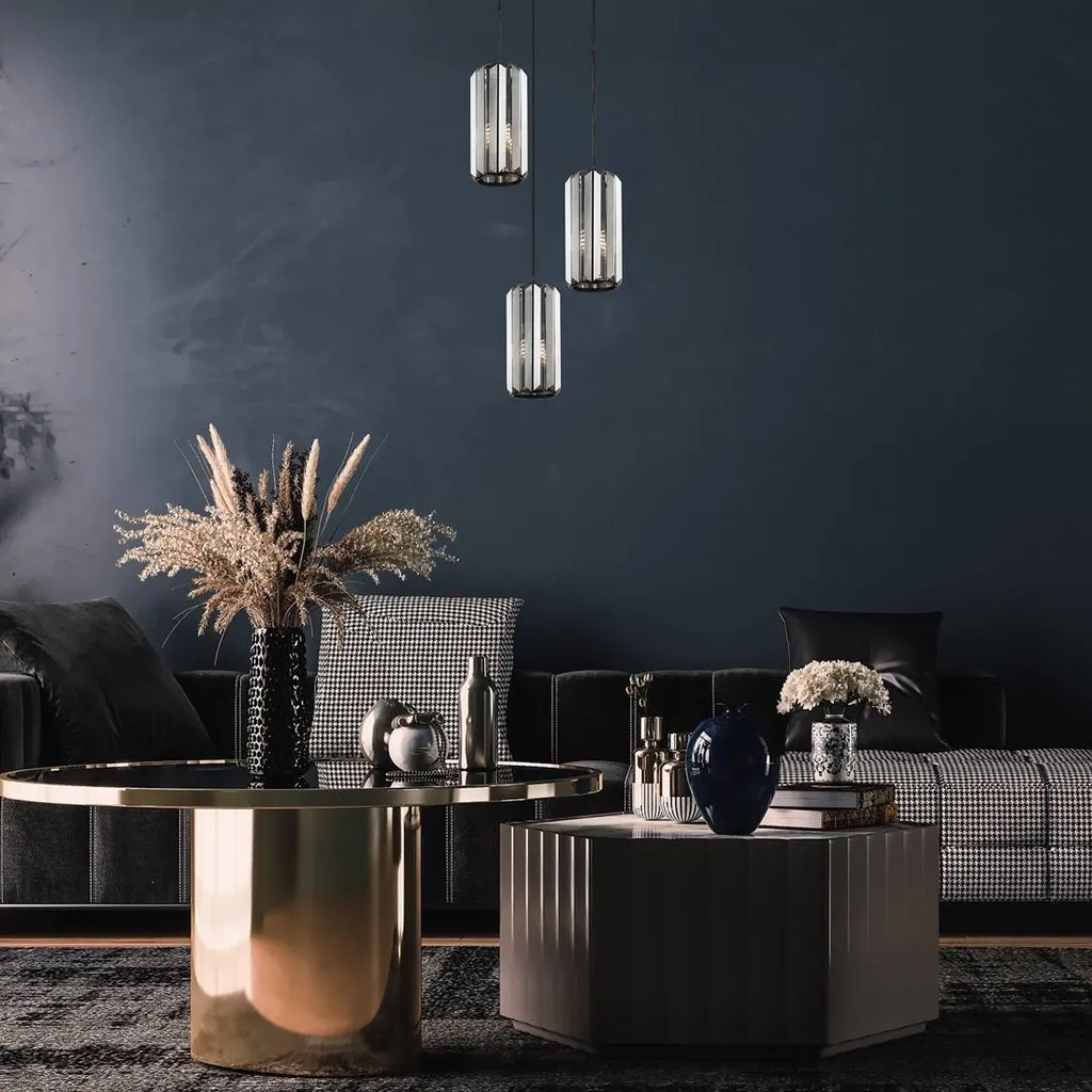 Sospensione Design Rabalux 72255 Metallo Nero e Vetro Fumé Moderno - 2