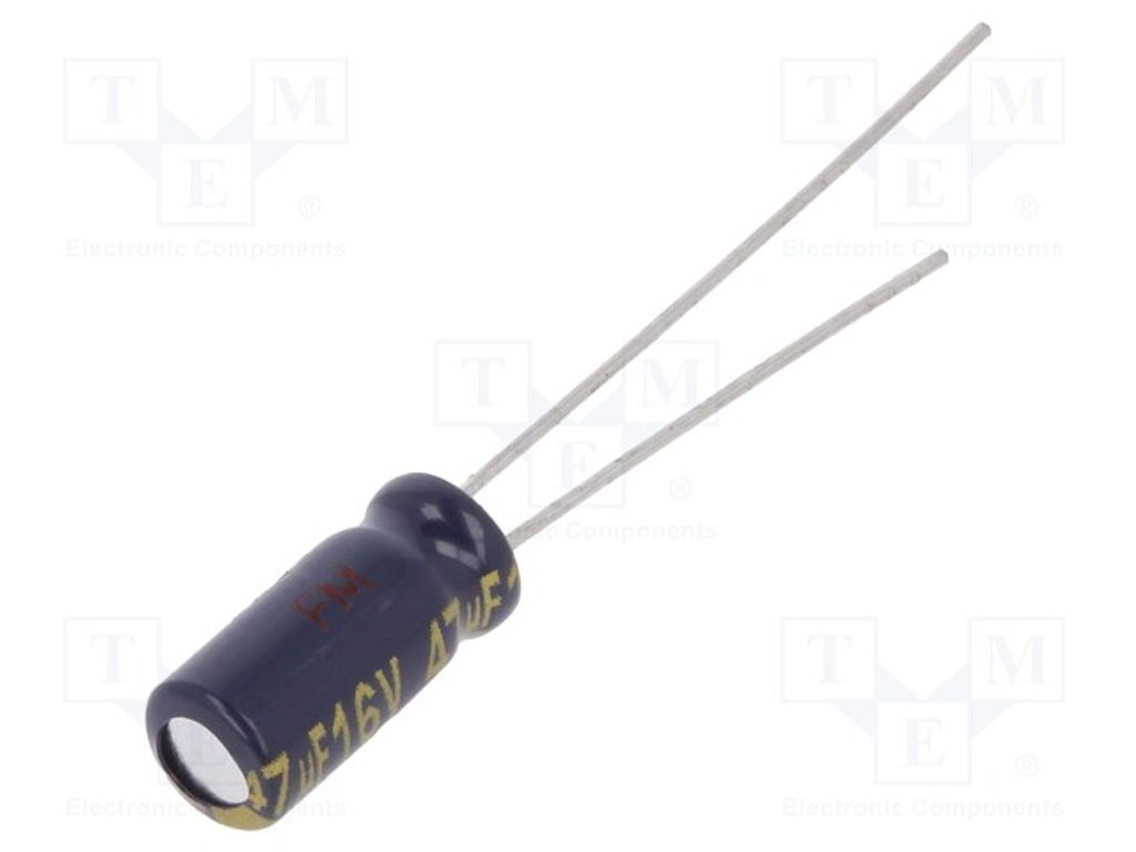 5x Kondensator: elektrolytisch geringe Impedanz 47uF THT 16VDC EEUFC1C470 Elektro