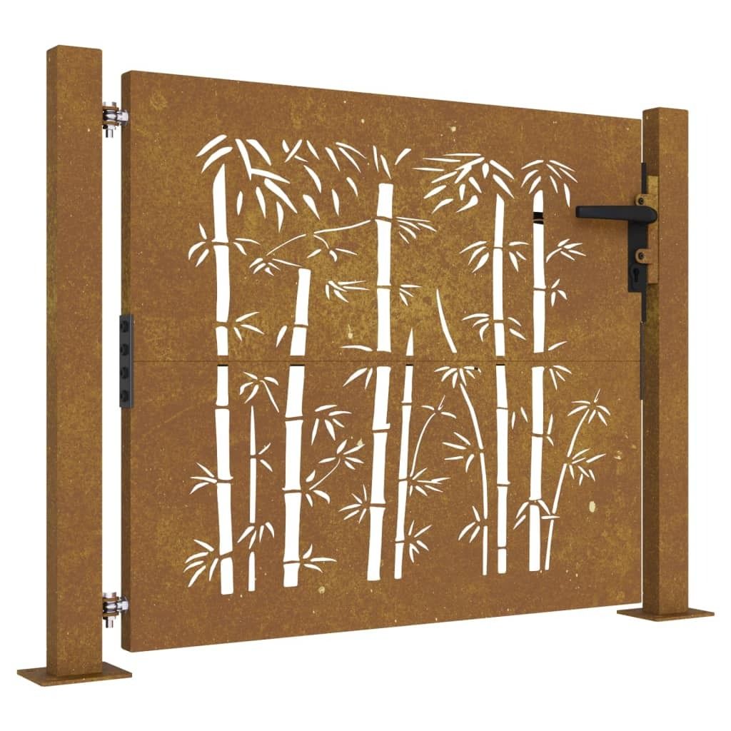 Záhradná brána 100x100 cm, corten oceľ, bambusový dizajn Obrázok produktu 