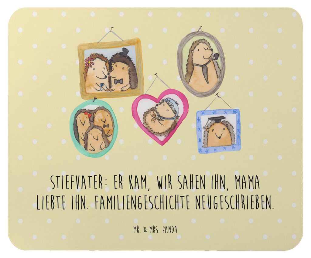 Mr. & Mrs. Panda Mousepad Stiefvater Liebe - Gelb Pastell - Geschenk, Dankeschön, Geschenke, Mouse Pad, pc, Freund, Mauspad, Verwandte, Stiefkinde...