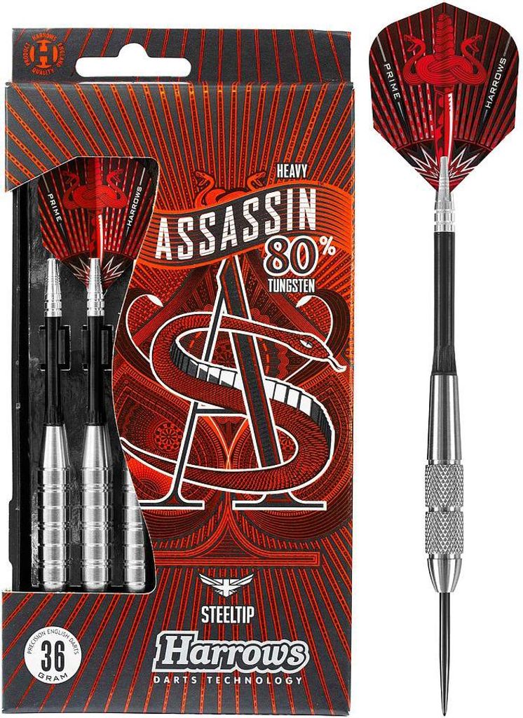 Harrows Steeldartpfeile Assassin 80% Tungsten 34g Set
