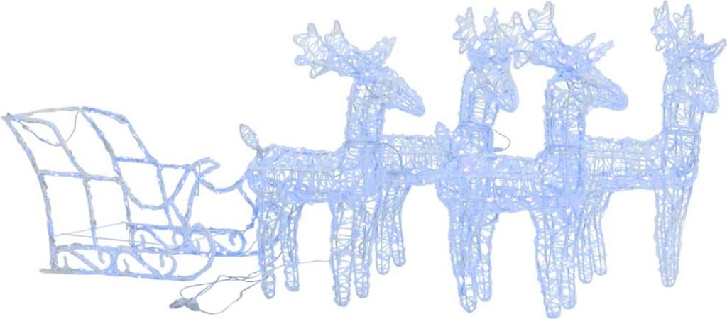 vidaXL Weihnachtsdekoration Rentiere & Schlitten 280x28x55 cm Acryl