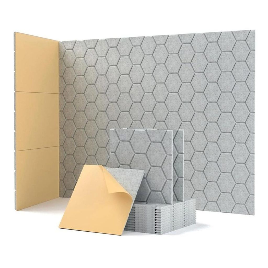 12 Stück Selbstklebende Akustik-Wandaufkleber, 30x30x0,9cm Schallschutz-Platten für Wände, Decke, Büro, Gaming-Zimmer & Studio, Grau
