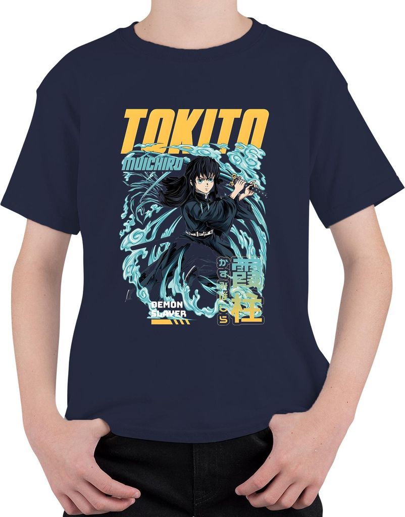Demon Slayer Tokito Muichiro Mist Hashira Nebel Schwert Geschenk Uni Kinder T-Shirt, Navy, 104