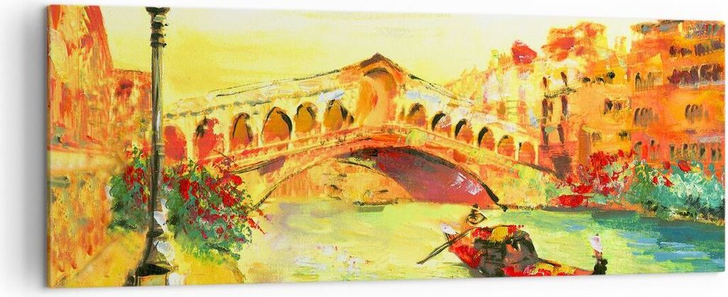 Bild auf Leinwand - Leinwandbild - Venedig Gondel - 140x50cm - Wand Bild - Wanddeko - Wandbilder - Leinwanddruck - Bilder - Kunstdruck - Wanddekora...