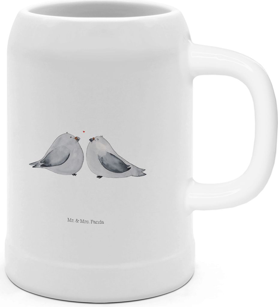 Mr. & Mrs. Panda Seidel Turteltauben Liebe - Weiß - Geschenk, Partner, Krug, Tonkrug, Steinkrug, Steingutkrug, Freundin, Hochzeitstag, Humpen, Jah...