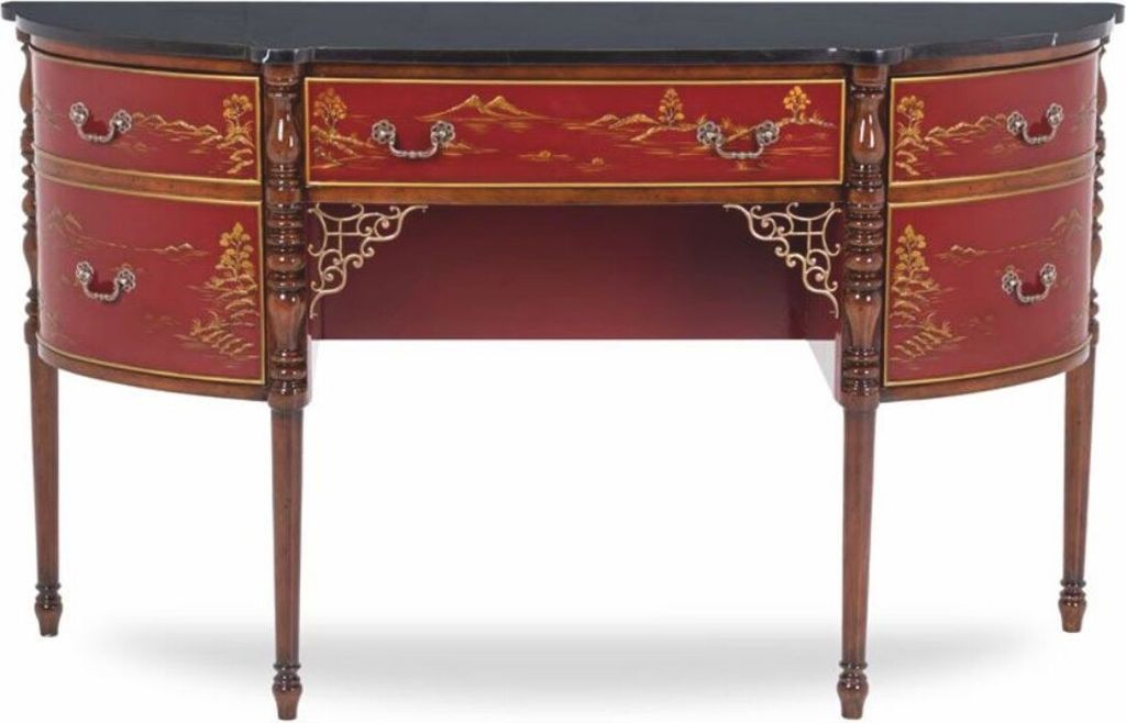 Casa Padrino Luxus Barock Kommode mit Marmorplatte Rot / Braun / Gold / Schwarz 145 cm