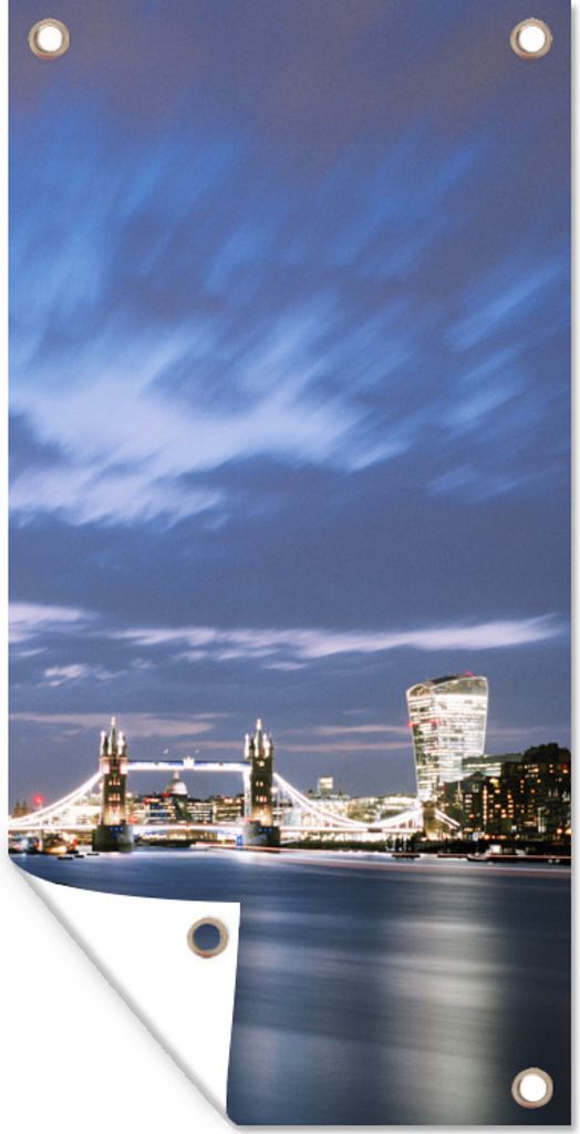MuchoWow 40x80 cm Outdoor-Poster Gartendeko Sichtschutz Garten Poster für den Garten Londoner Skyline am Abend