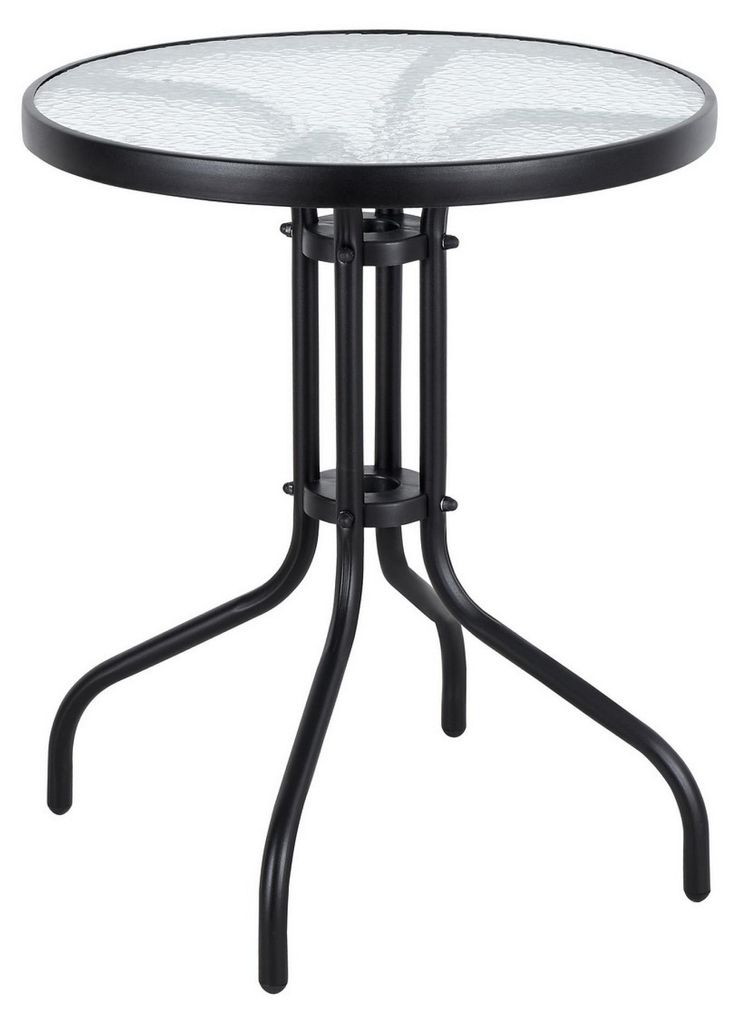 Gartentisch 60 cm Tisch aus gehärtetem Glas für Garten, Terrasse, Balkon