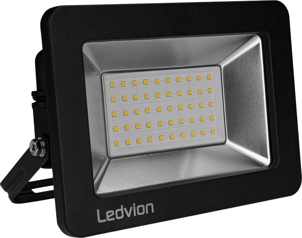 Ledvion - LED Strahler außen, 50 Watt, 6500K, kaltweiß, 4250 Lumen, IP65 wasserdicht, energieeffizient, LED Flutlicht, schwarz, Schnellanschluss,...