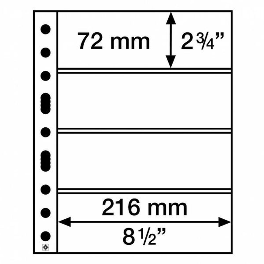 Kunststoffhüllen SH 312, 4 Taschen quer für Banknoten, PP, klar, 50er Pack