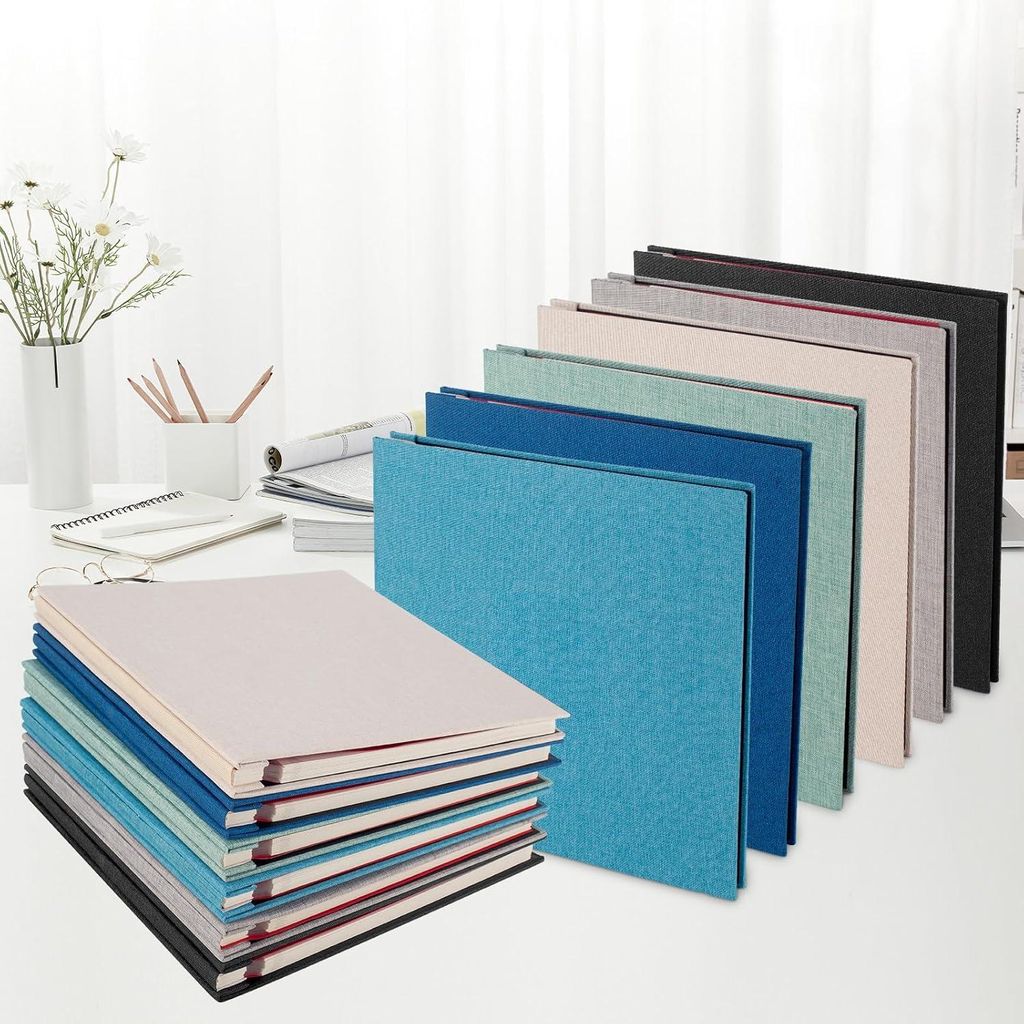 Selbstklebendes Fotoalbum - Leinen Hardcover - Reisefotoalbum - Jubiläumserinnerungsbuch - Baby Hochzeit Familie - Beige - 28x27cm