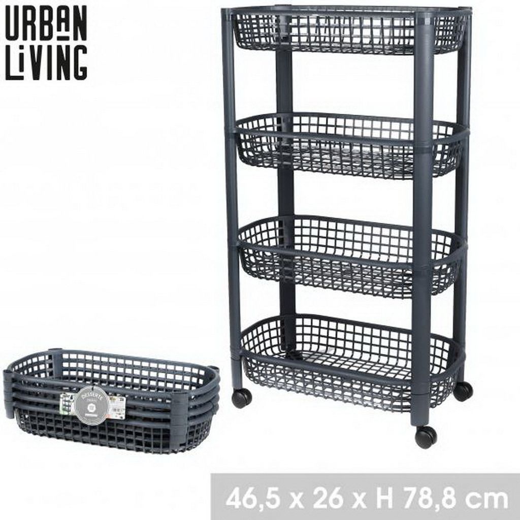 Mobilný úložný vozík, 4 police, sivý, 46,5x26,78,8cm Obrázok produktu 3