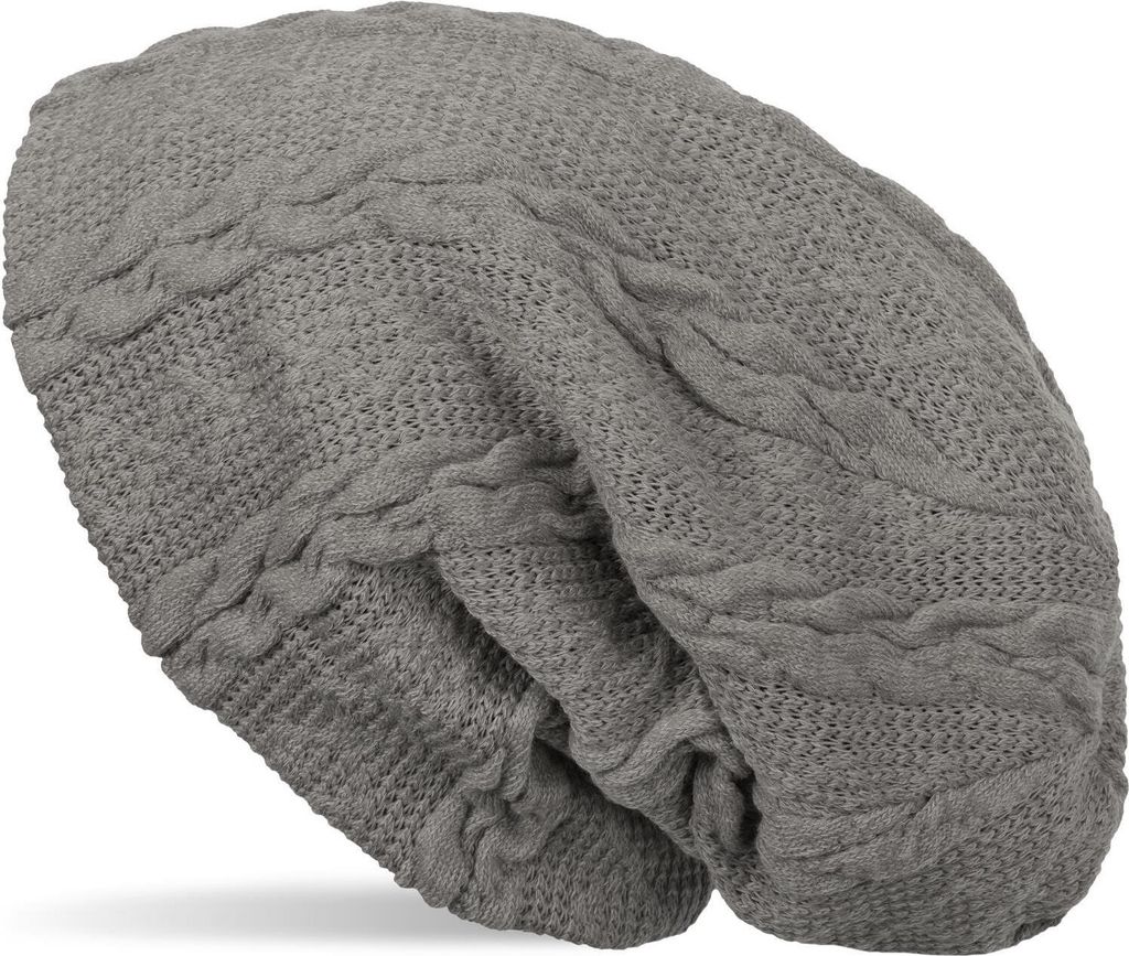 styleBREAKER warme Feinstrick Beanie Mütze mit Zopfmuster und Fleece Innenfutter, Slouch Longbeanie, Uni 04024131