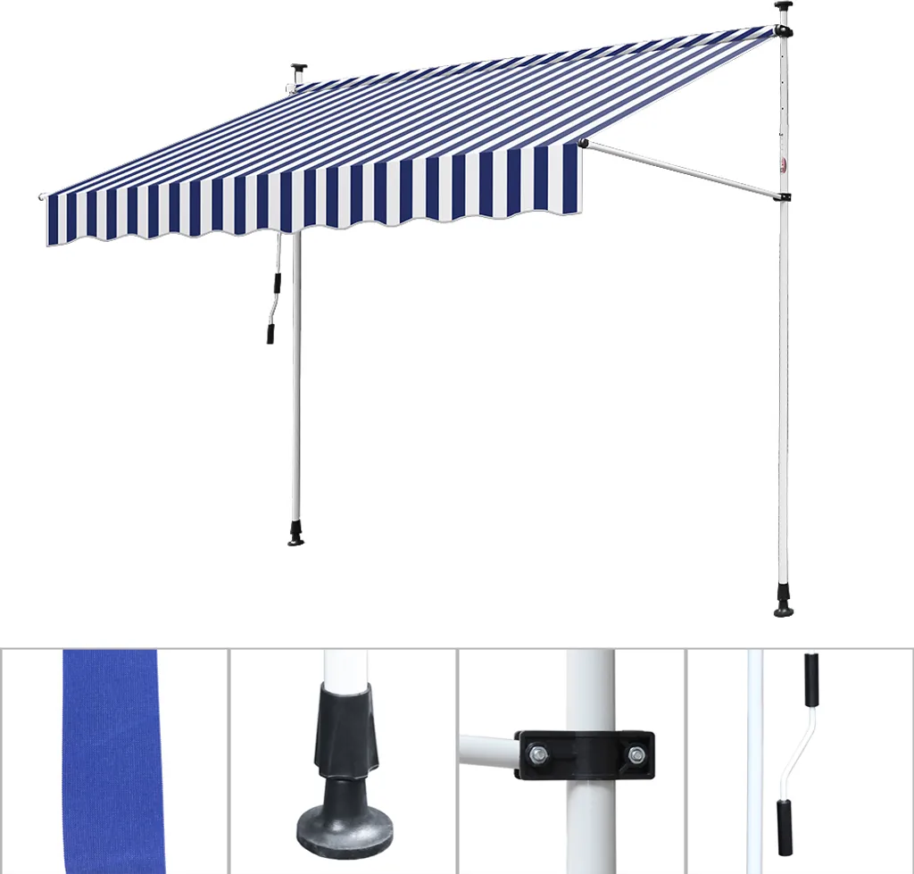 Tenda da Sole Blu/Bianco Aopunly 150cm | Montaggio Rapido a Morsetti