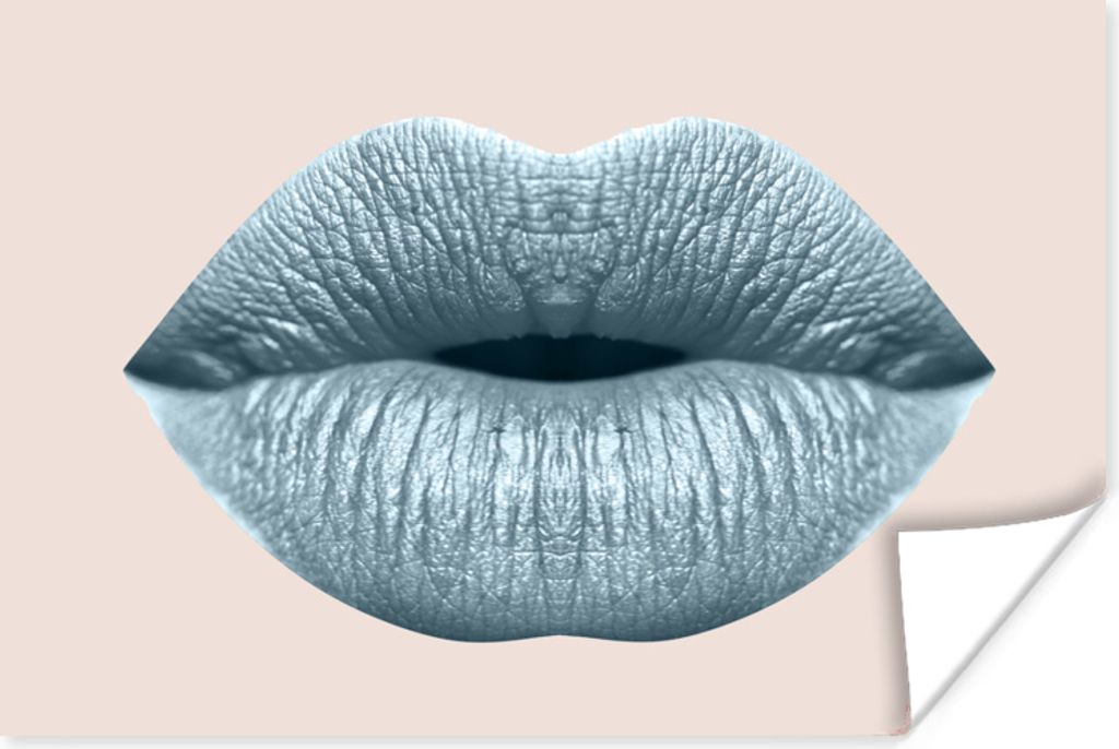 MuchoWow Poster Lippen - Pastell - Grau 120x80 cm - Bilder