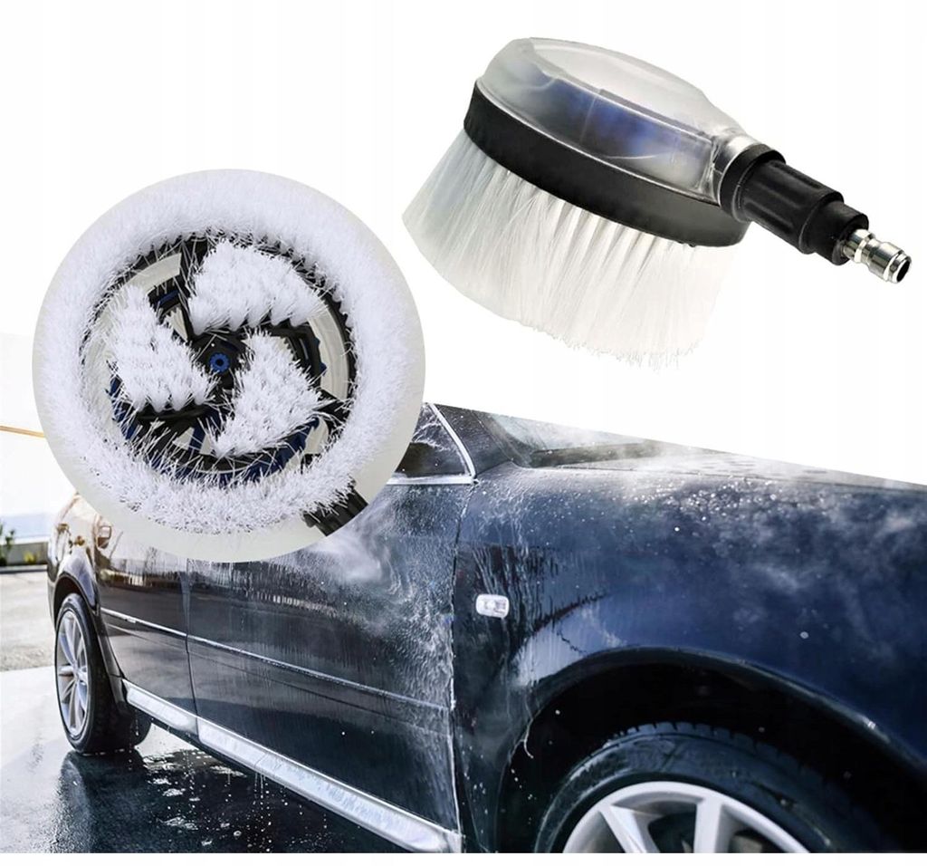 Rosfix HydroBrush Pro360 – Rotierende Waschbürste | 1/4"QC Schnellkupplung | Weiche Borsten für Fahrzeuge, Glas & Fassaden