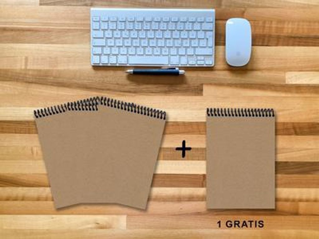 A 5 Notizblock - Set, 3+1 gratis, Luxury 80 Seiten MUSKAT Designerecycling, punktiert 10x10mm