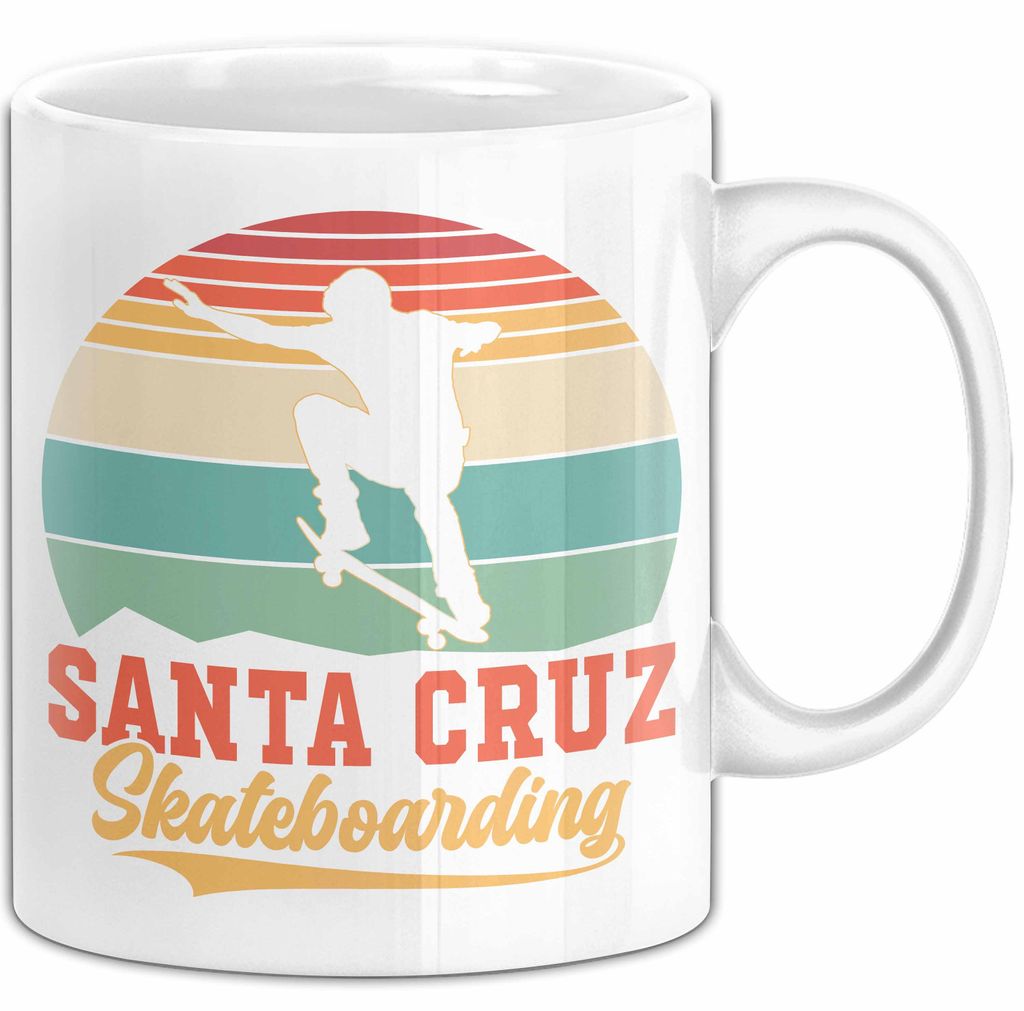 Skateboard Skater Fans Bzw Skateboard Tasse Becher Geschenk Mädchen Jungs Santa Cruz (Weiß)