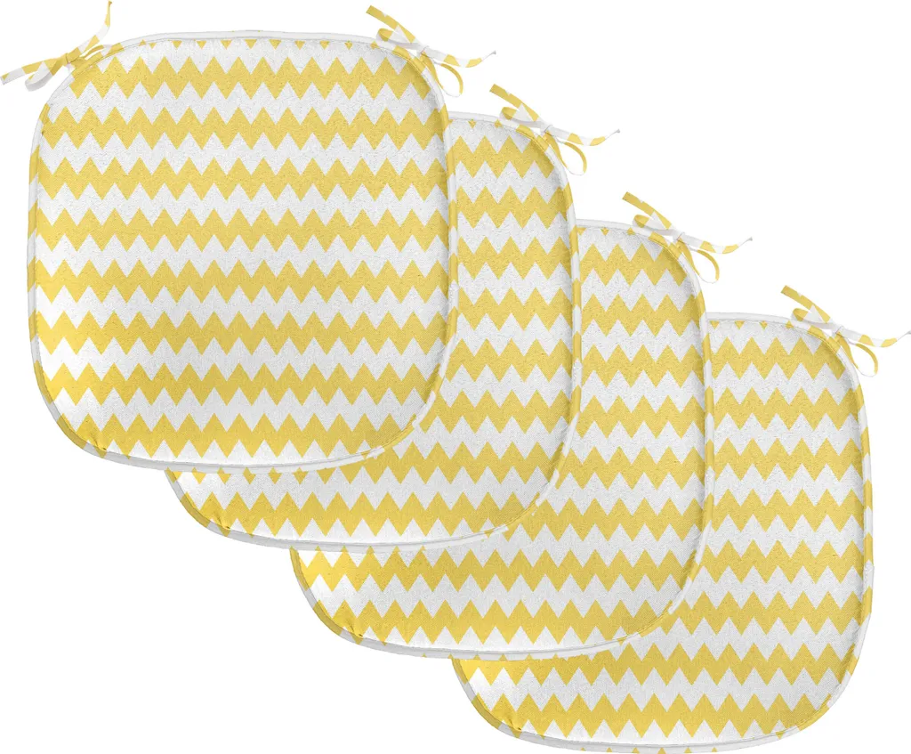 ABAKUHAUS Yellow Chevron Lot de 4 Galettes de Chaise Cuisine 40x40cm