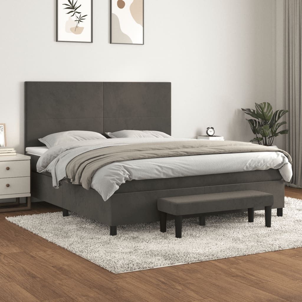 "2026 Promotion" Boxspringbett mit Matratze - Dunkelgrau - 160x200 cm - Samt - Polsterbett CC7943