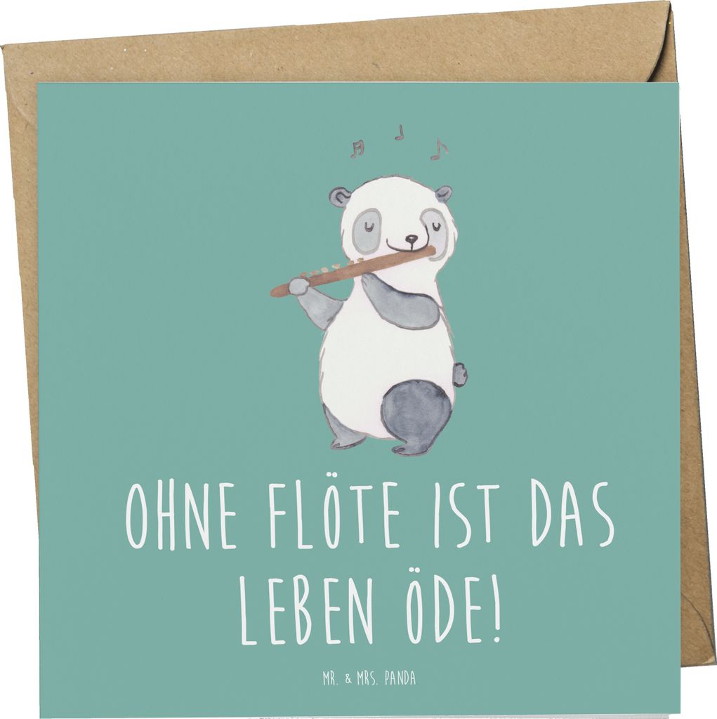 Mr. & Mrs. Panda Glückwunschkarte Flöte Leben - Meeresbrise - Geschenk, Musikinstrument, faltkarte, Jazz, anlasskarte, Flötist, Melodien, Melodi...