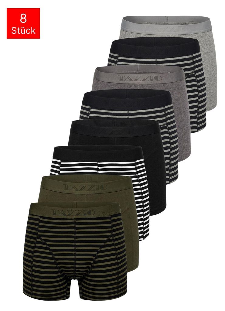 Tazzio Herren Boxershorts 8er Pack BS1000 (Basic-Streifen, Produktbild 