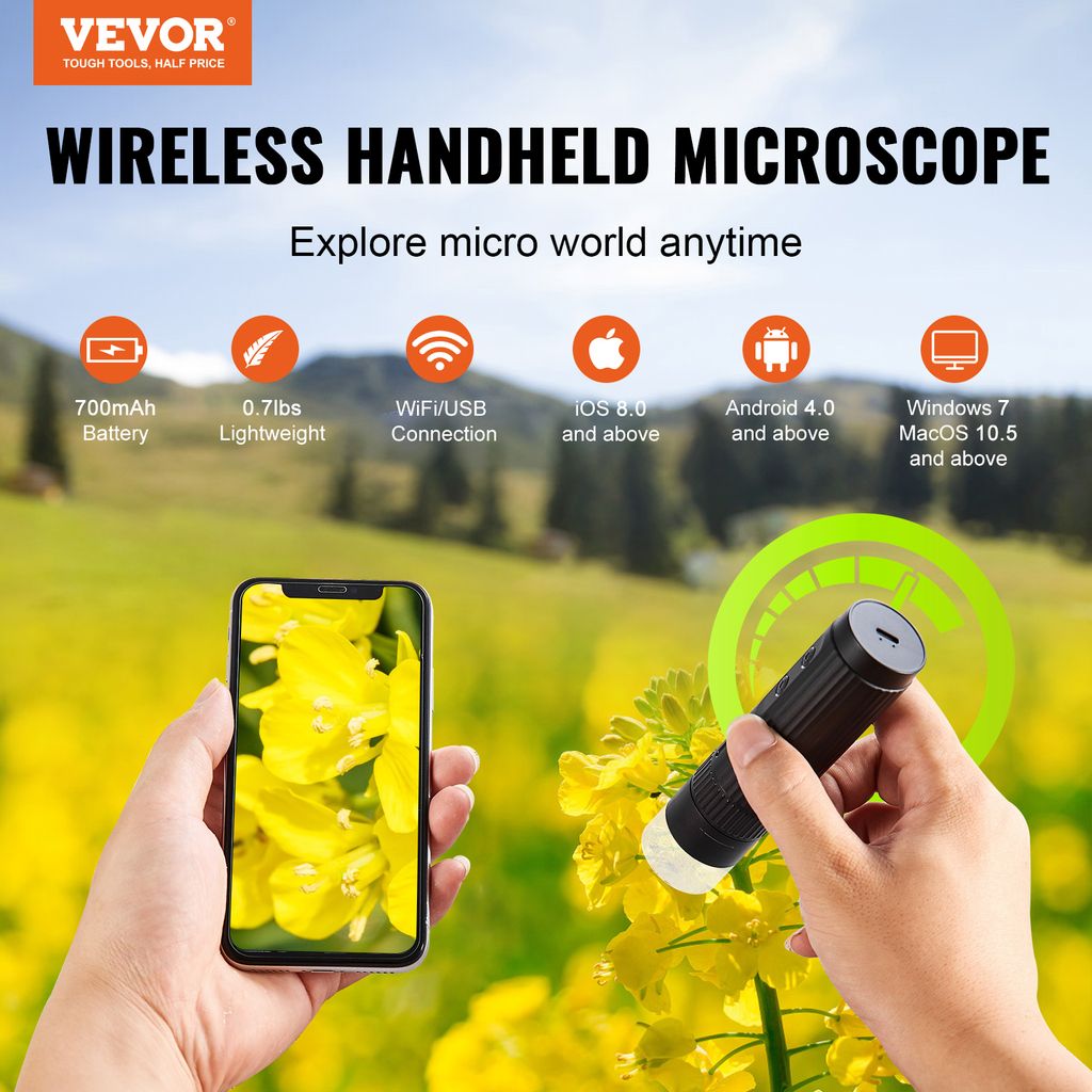 Jiusion WiFi USB Digital Microscope, 50 to 1000X Wireless Magnification Endoscope 4K 3840 x Jiusion WiFi USB Digital Microscope, 50 to 1000X Wireless Magnification Endoscope 4K 3840 x
