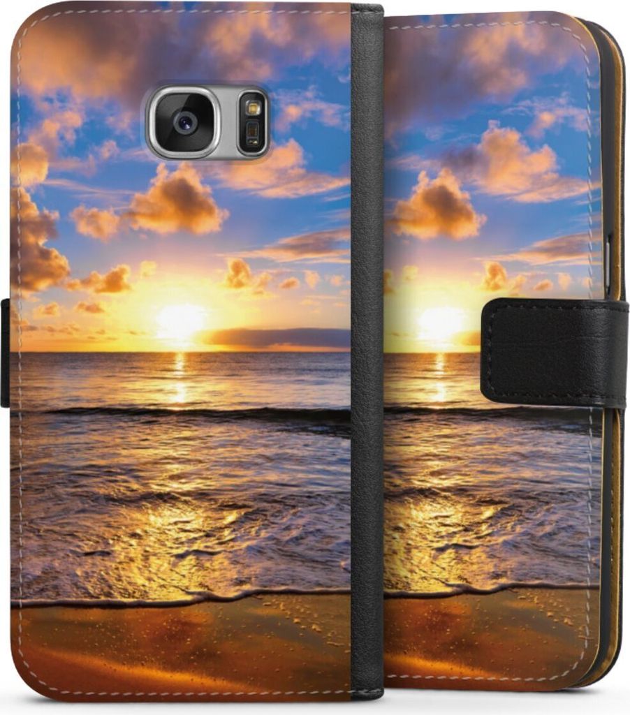 DeinDesign Klapphülle für Samsung Galaxy S7 Handytasche Lederhülle Tasche Meer Sonnenuntergang Strand