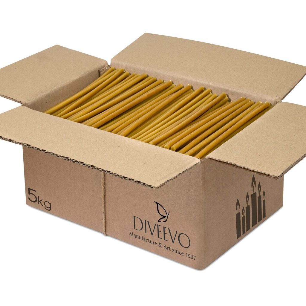 Kartón 5 kg - 1750 ks Žlté kláštorné sviečky N140 z Obrázok produktu 