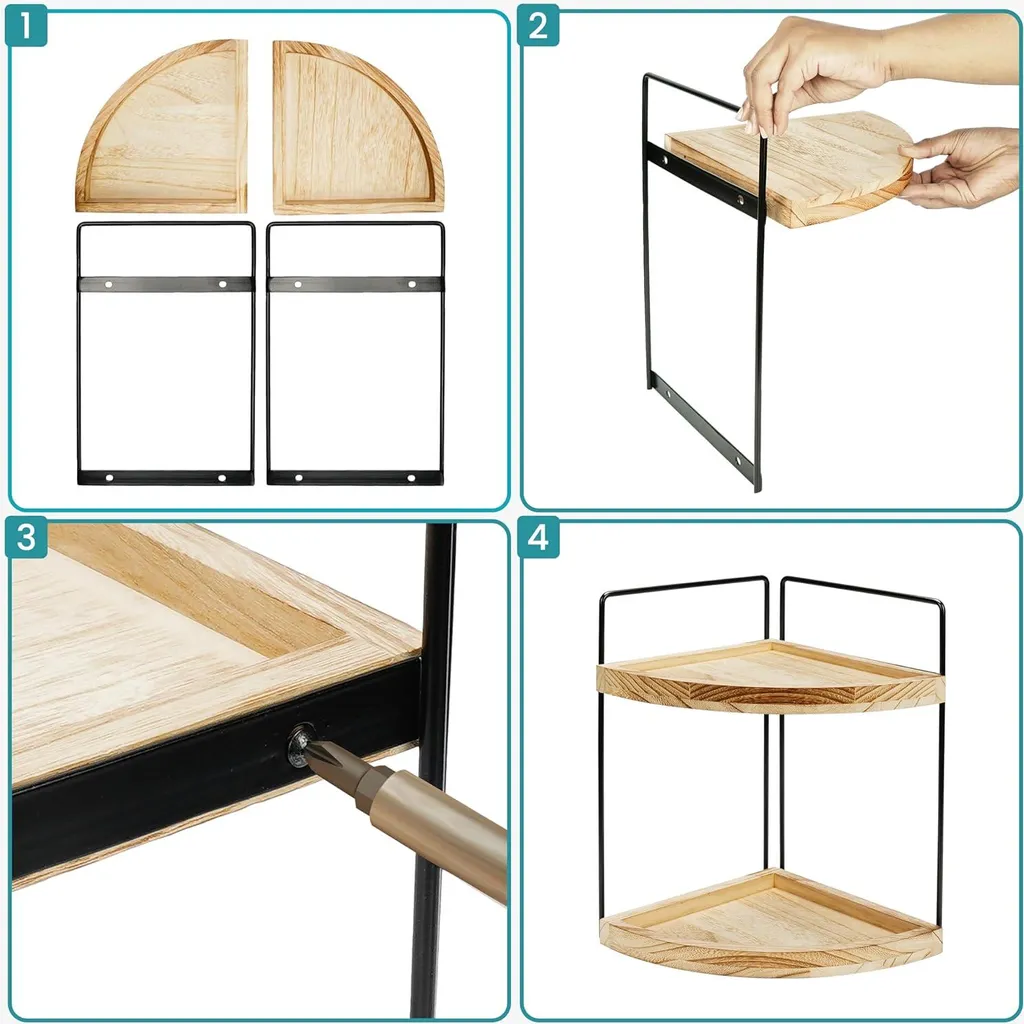Rangement d'angle lavabo 2 niveaux gain de place pour petits espaces