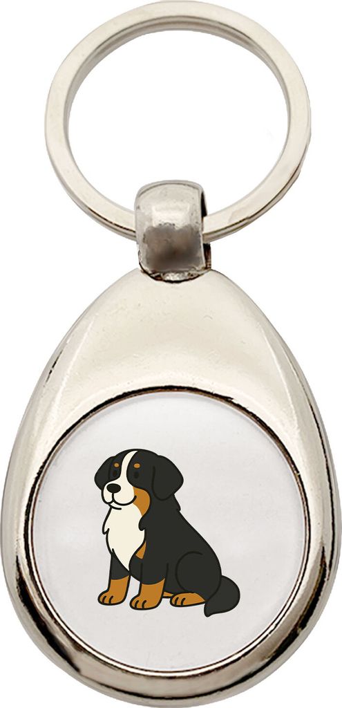 Huuraa Schlüsselanhänger Berner Sennenhund Comic Berner Metall Schlüsselring Einkaufswagenchip Geschenkidee