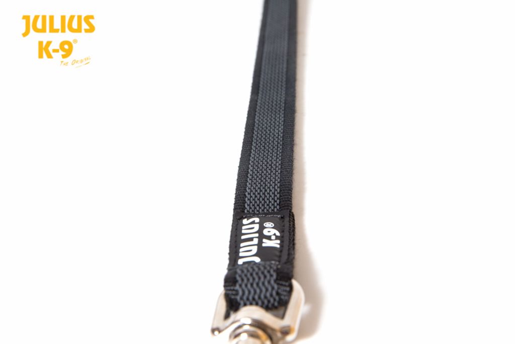 Color & Gray - Gumierte Leine - Schwarz-Grau 20mm / 1 m mit Schlaufe, max für 50 kg Hunde