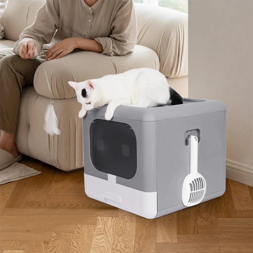 Bac à litière pour chat grand format, solution anti-odeur et anti-trace - 3