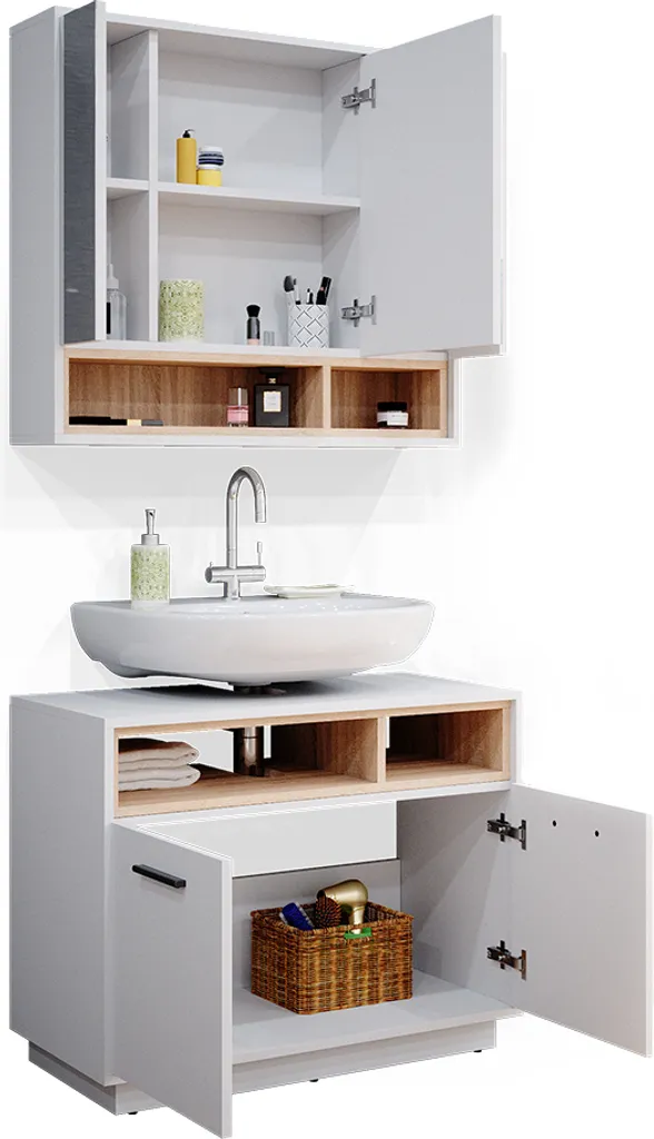 Meuble de bain blanc avec tiroirs Soft-Close Vicco Beatrice 2 pièces - 8