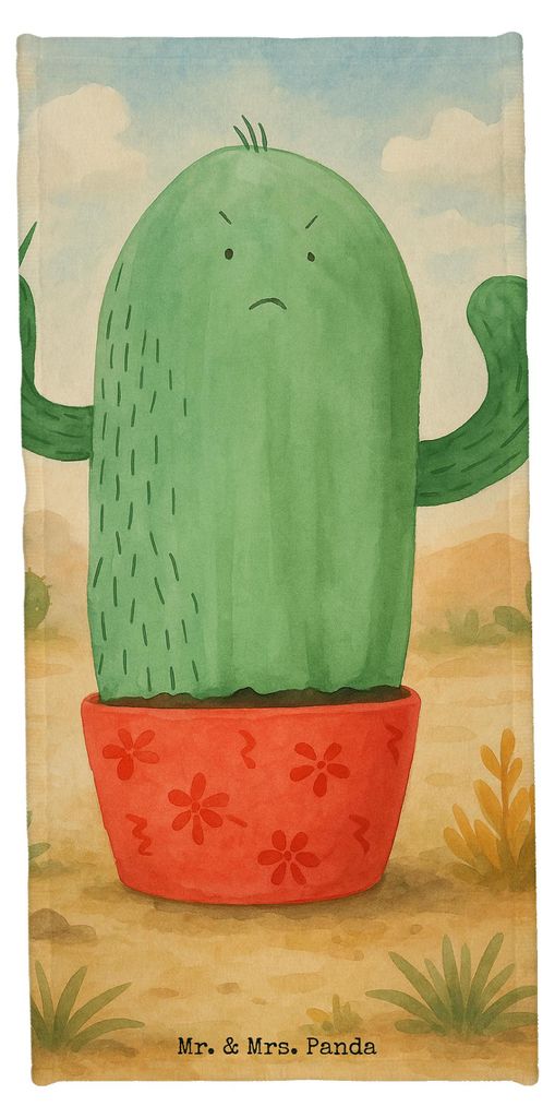 Mr. & Mrs. Panda Handtuch Kaktus Wut Design - Weiß - Geschenk, wütend, sporthandtuch, Strandlaken, Kollegin, Badehandtuch, Strandtuch, Büro, Dus...