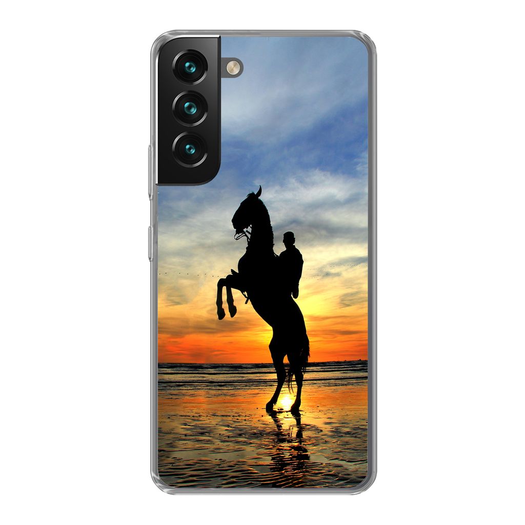 MuchoWow Handyhülle Schutzhülle Hülle für Samsung Galaxy S22 Plus Pferd - Himmel - Schatten Silikon Softcase Handy Hülle - Schutzabdeckung