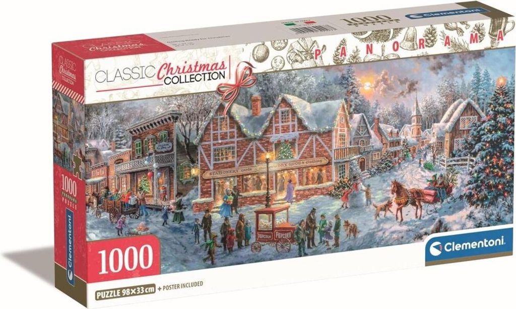CLEMENTONI Puzzle 1000 Panorama Christmas + poster  39927 Zdjęcie produktu 