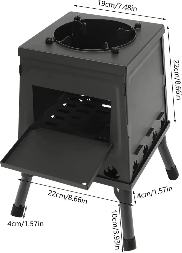 Réchaud à bois extérieur réglable type Rocket Stove avec accessoires